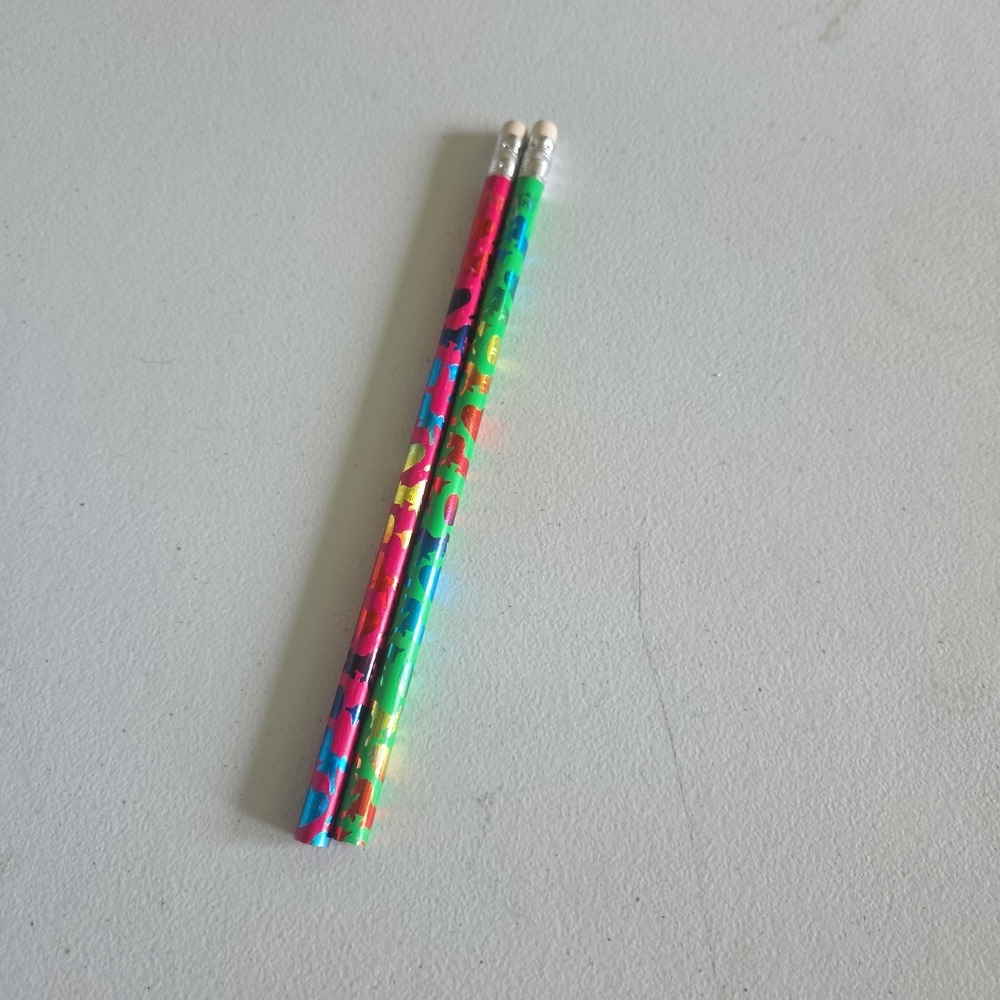 Vintage Lisa Frank Unicorns Horses Butterflies Stars Pencil Unsharpened Lot Of 2